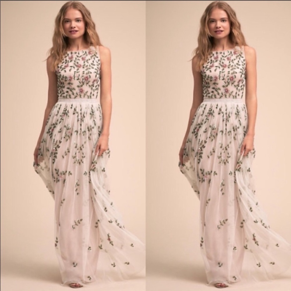 Adrianna Papell embellished floral sleeveless long dress